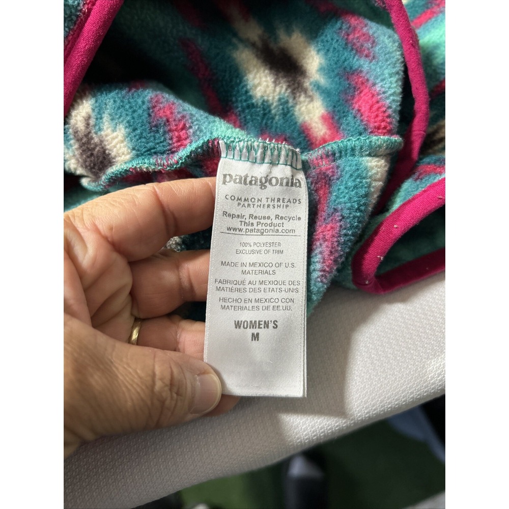 Patagonia Synchilla Fleece Snap T Pullover Women's Sz M  Wild Desert Aztec Green - Picture 8 of 9